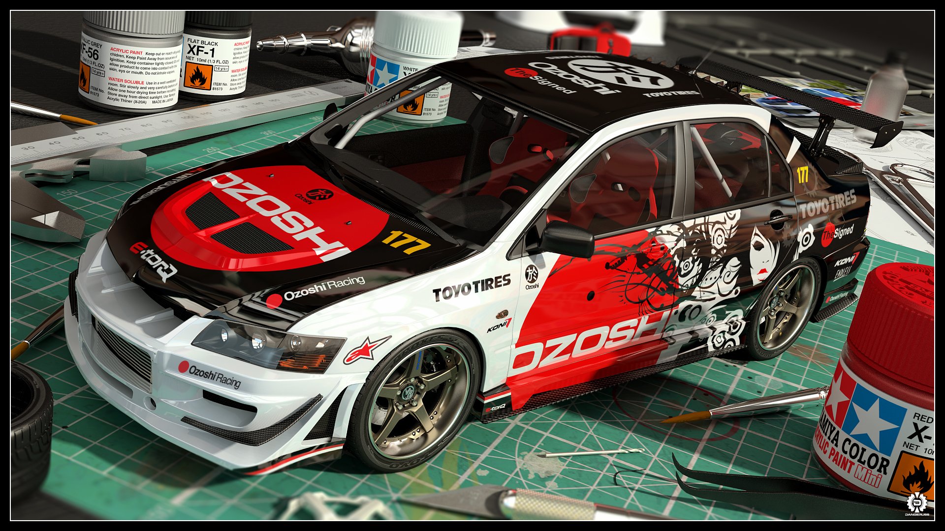 mitsubishi evo ix auto 3d mini modello colorazione