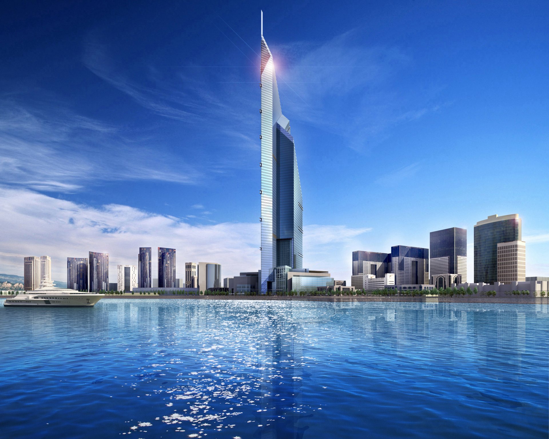 stadt dubai meer himmel yacht häuser