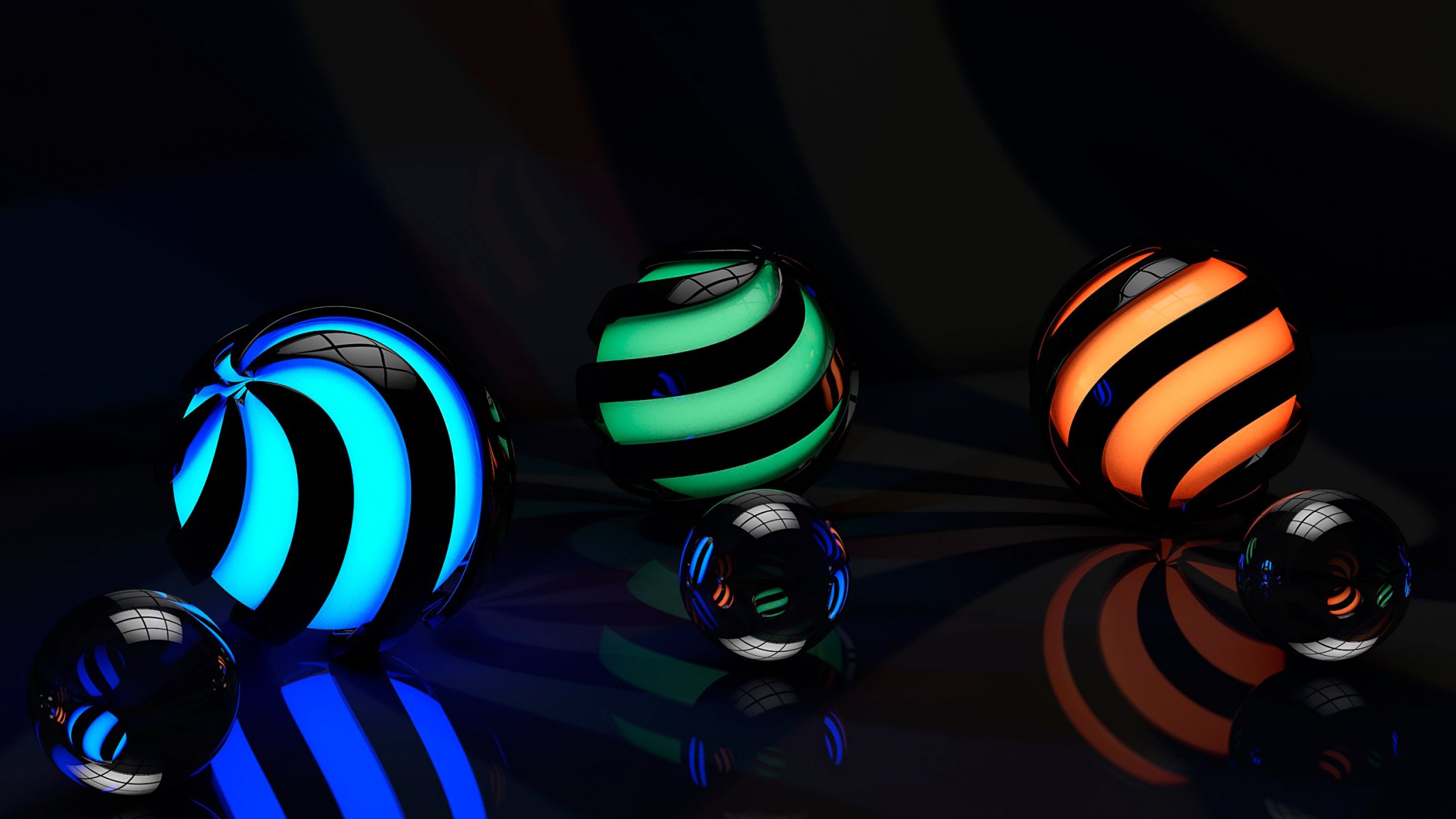 rendering graphics sphere ball spirals lines bends patterns glow illumination surface reflections reflections reflection