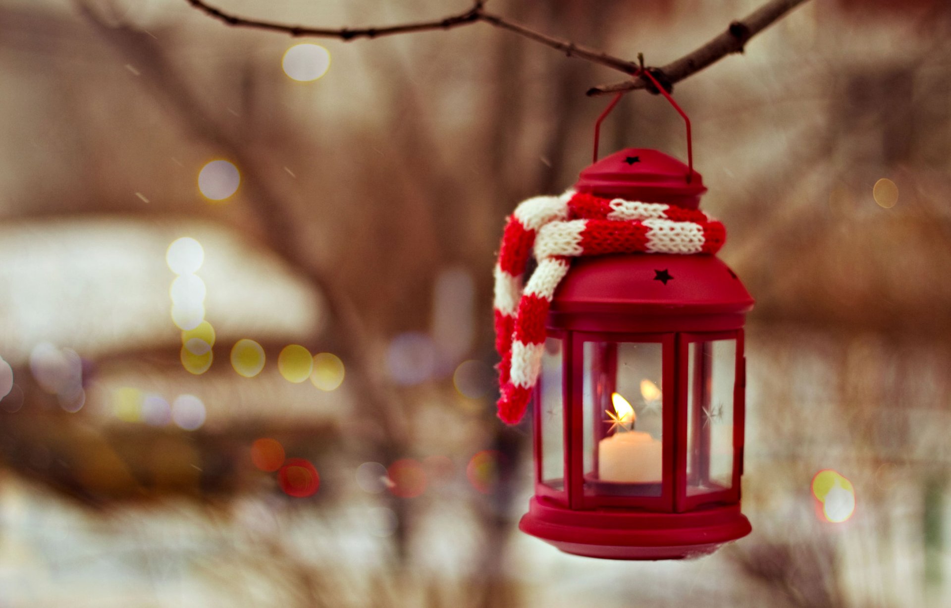 lantern candles christmas winter tree new year