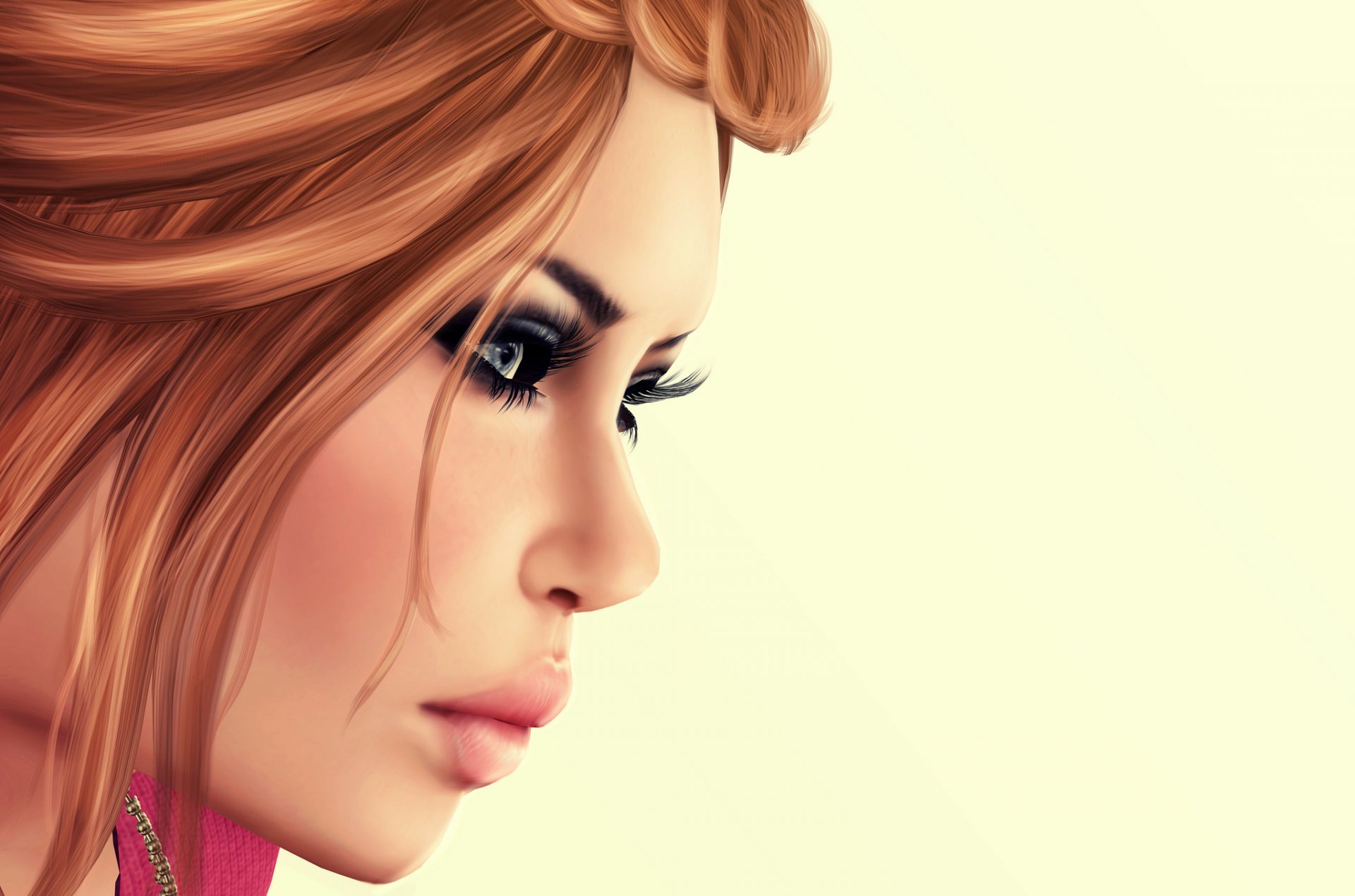 girl face hair lips rendering background