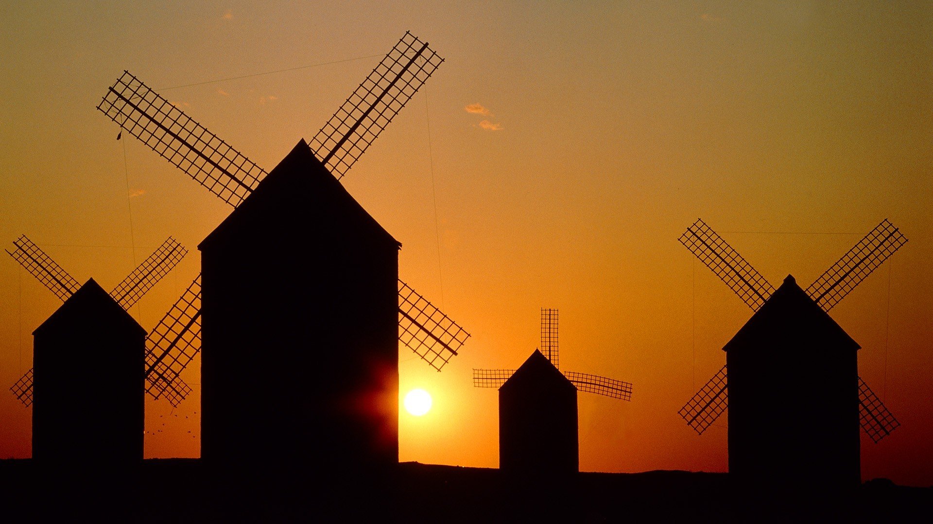 landscape mill sun sunset silhouette sky