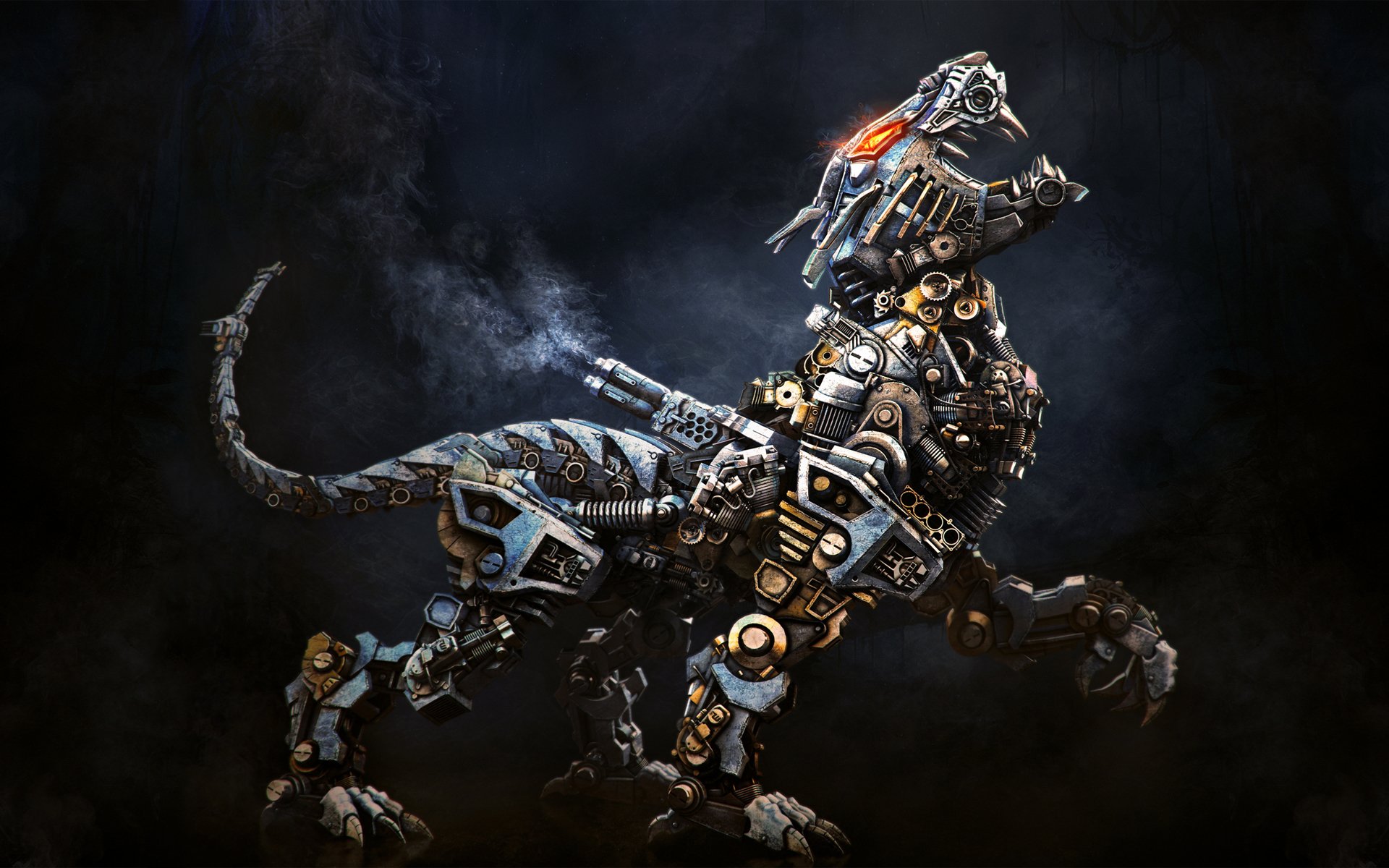 beast robots animals steampunk alekscg aleksandr kuskov render