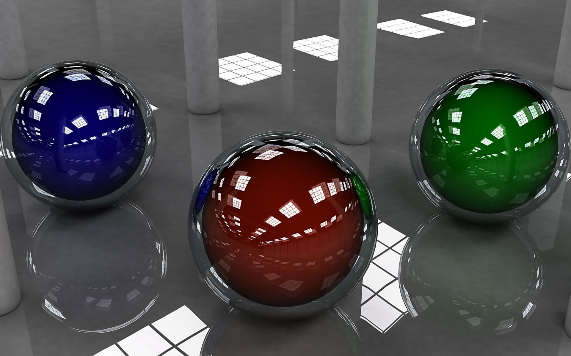 balls blue red sphere reflection background