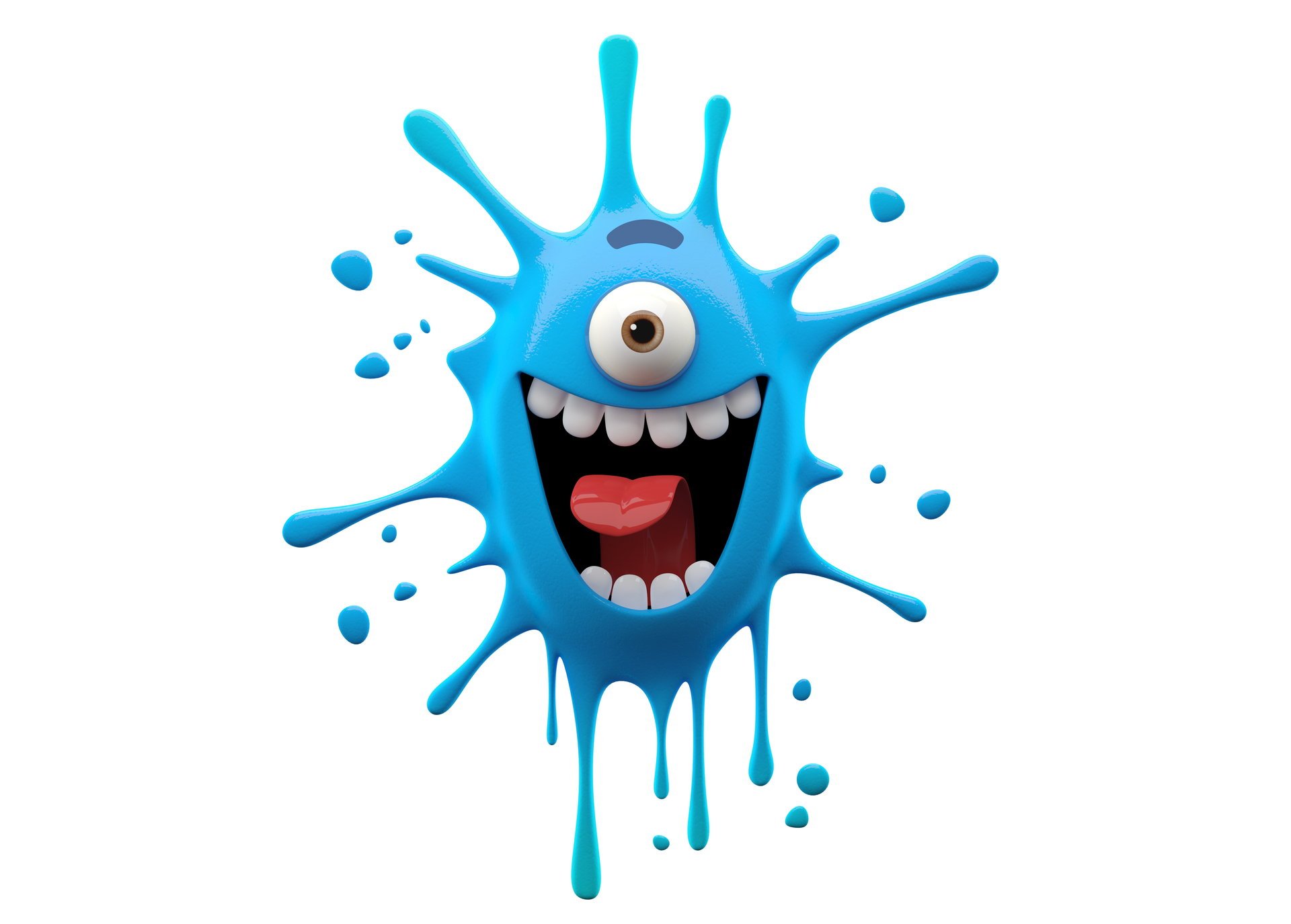 bright smiling monster on white background monster blue blob bright smiling monster on white background blue monster blot