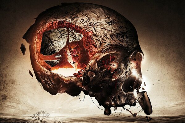 Rupture of the skull, bones, brain