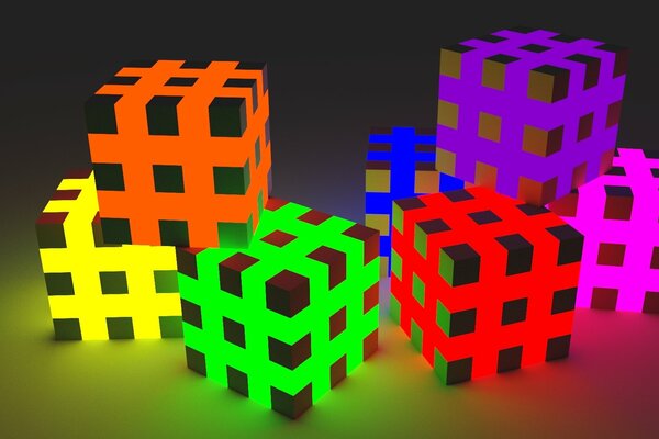 Rainbow colored cubes