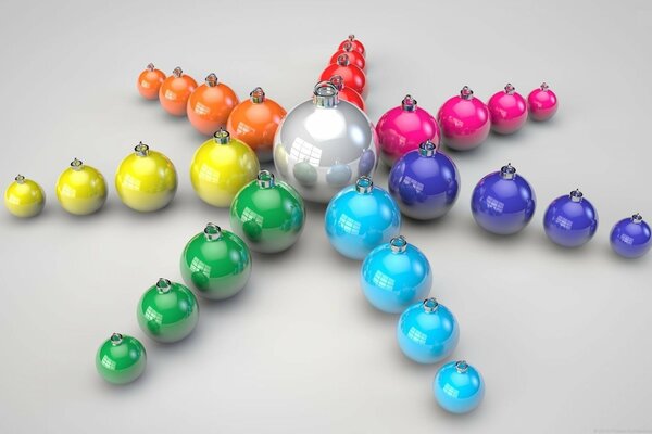 Estrella multicolor de bolas de Navidad