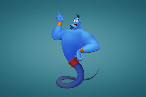 Niebieski Gin Aladdin z kreskówki