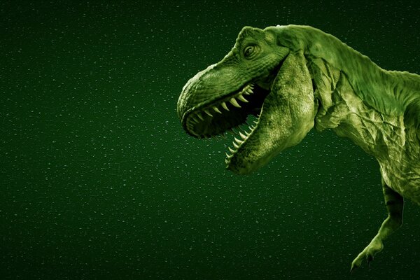 Predatory dinosaur on a green background