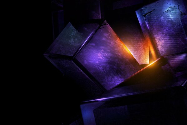 Abstract light figures in purple and orange tones