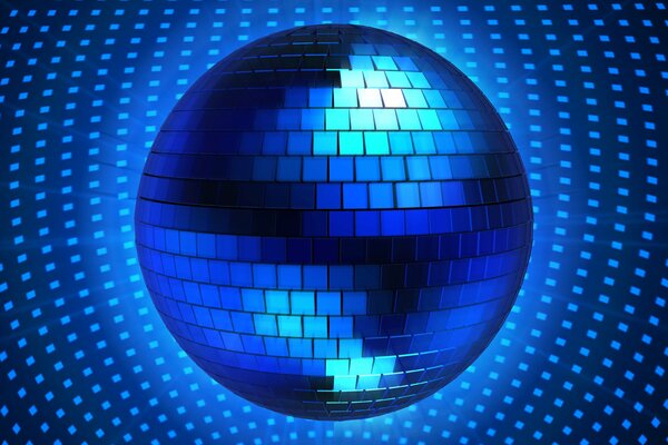 Graphic 3d blue disco ball