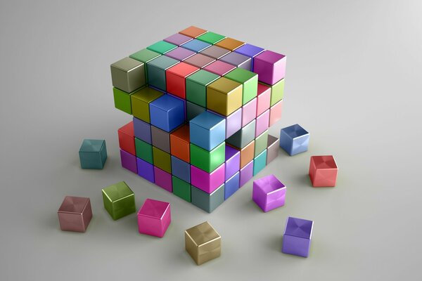 Wallpaper with a cube in 3d format