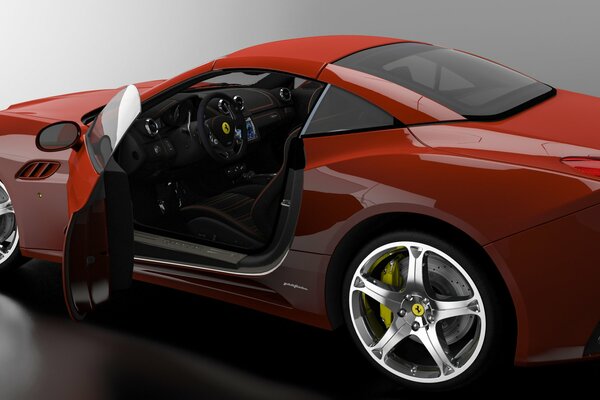 Ferrari rossa con porta aperta