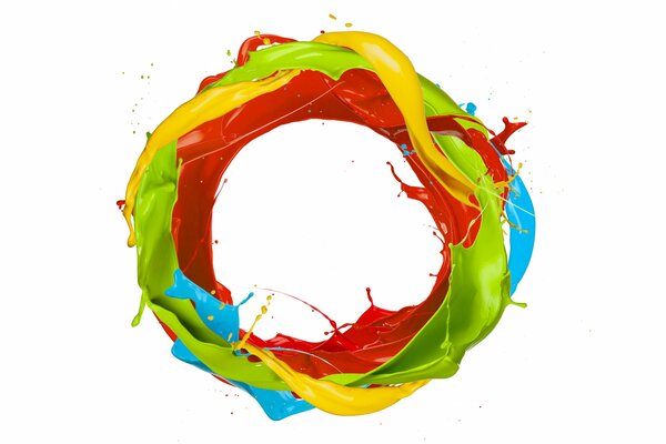 Colorful ring of multicolored splashes