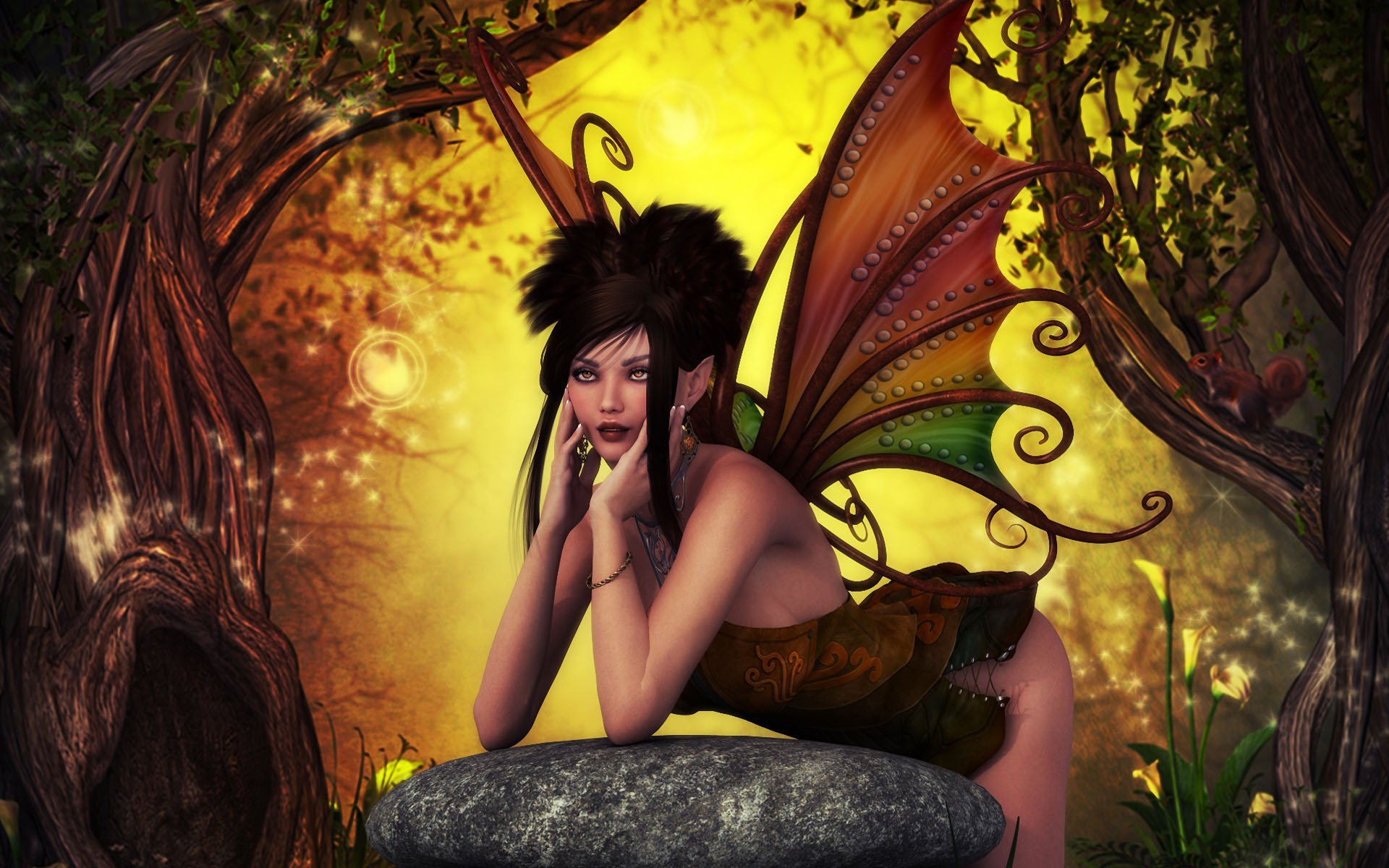 art fairy wings girl forest fantasy stone protein