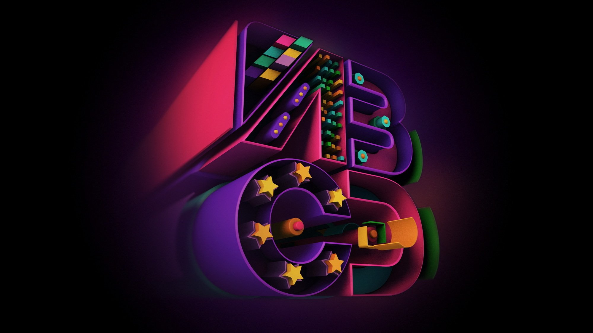 typowonder arte digital letras abcd render