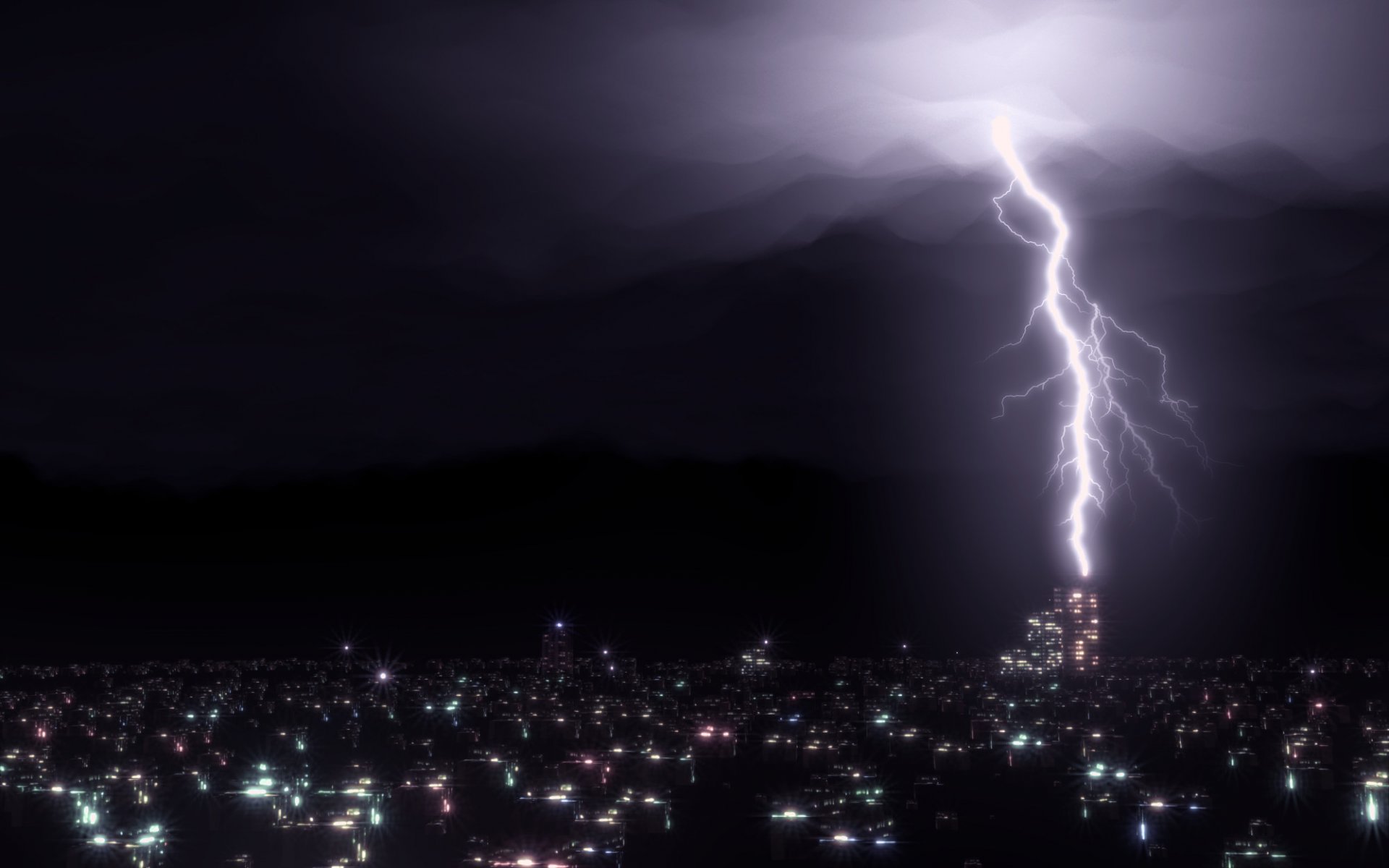 la lumière la nuit l obscurité la ville les nuages le mélangeur la visualisation la foudre l orage les lumières le ciel la maison