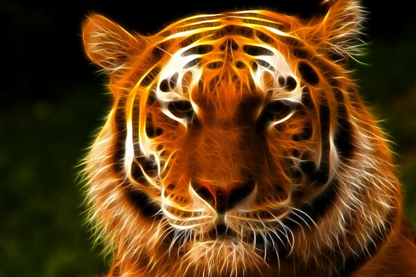 The look of a tiger s face in 3d graphics