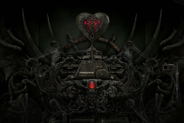 Metal heart on a black background