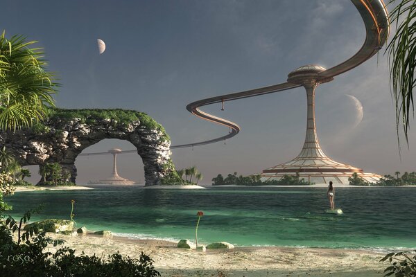 Tageslandschaft des Planeten Rendering