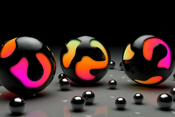 Colored art balls with a glossy surface