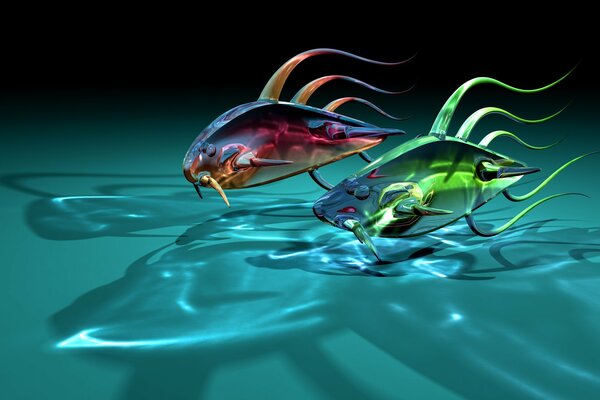 Dos peces de cristal y una sombra