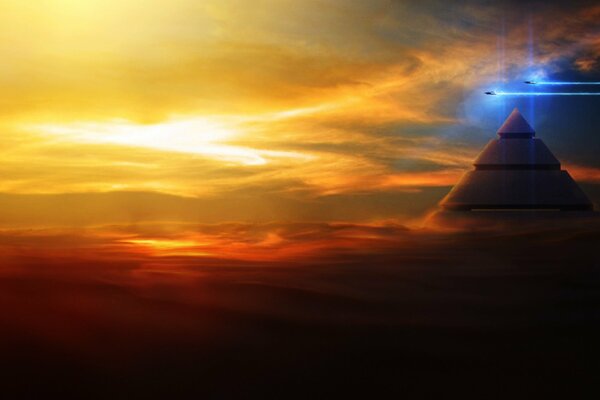 Deux d avion de ligne supersonique volent sur fond de pyramides