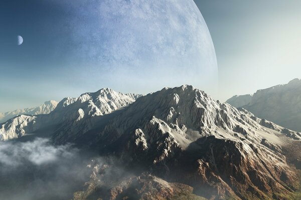 Paisajes alienígenas: montañas, nubes