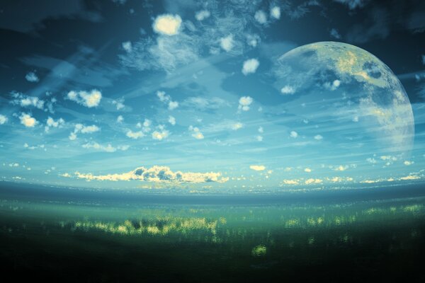 Paisaje del planeta en el reflejo del lago