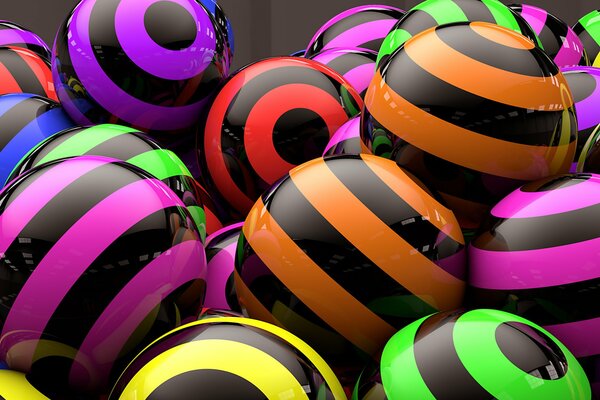 Palline 3D strisce colorate