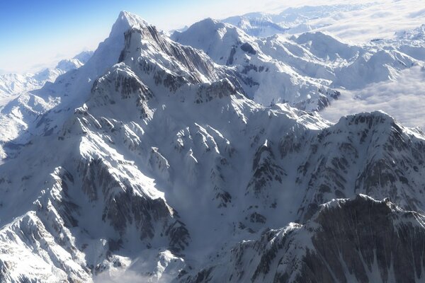 High snowy mountain peaks