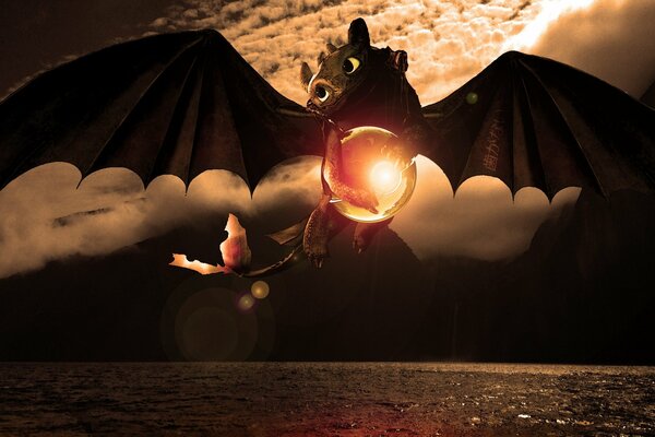 A dragon with a sphere from the cartoon How to train a dragon