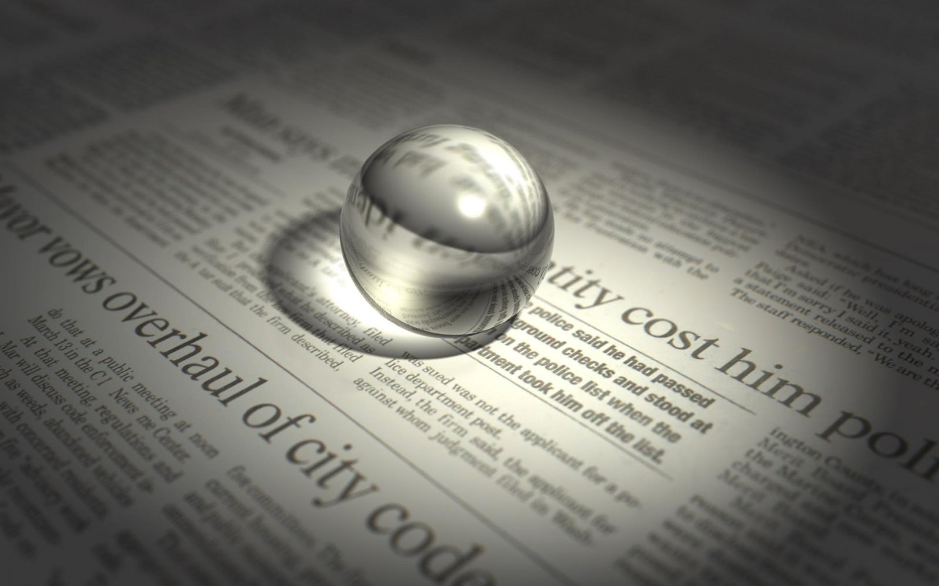 newspapers ball sphere glass letter