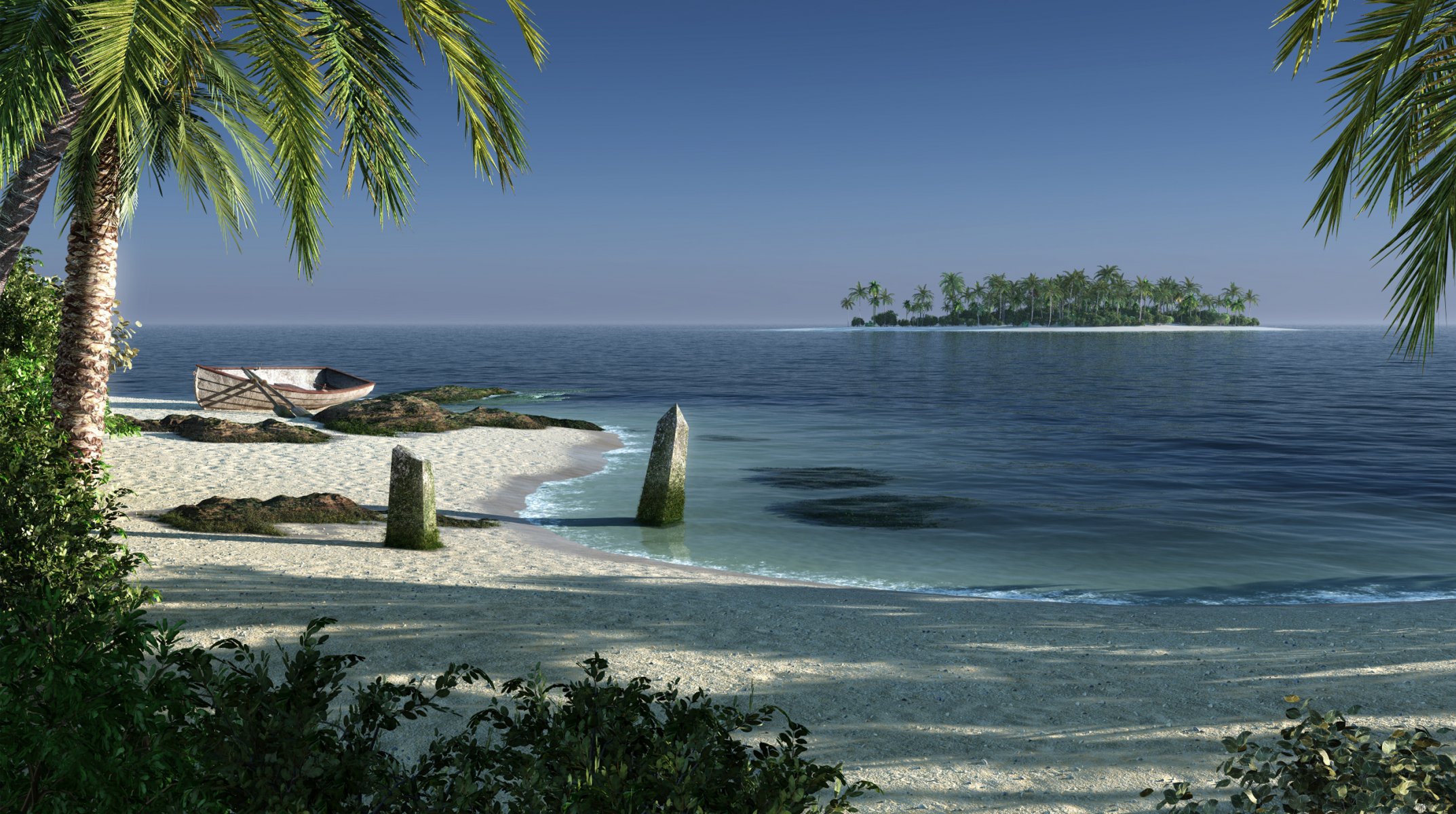 paesaggio mare spiaggia palme