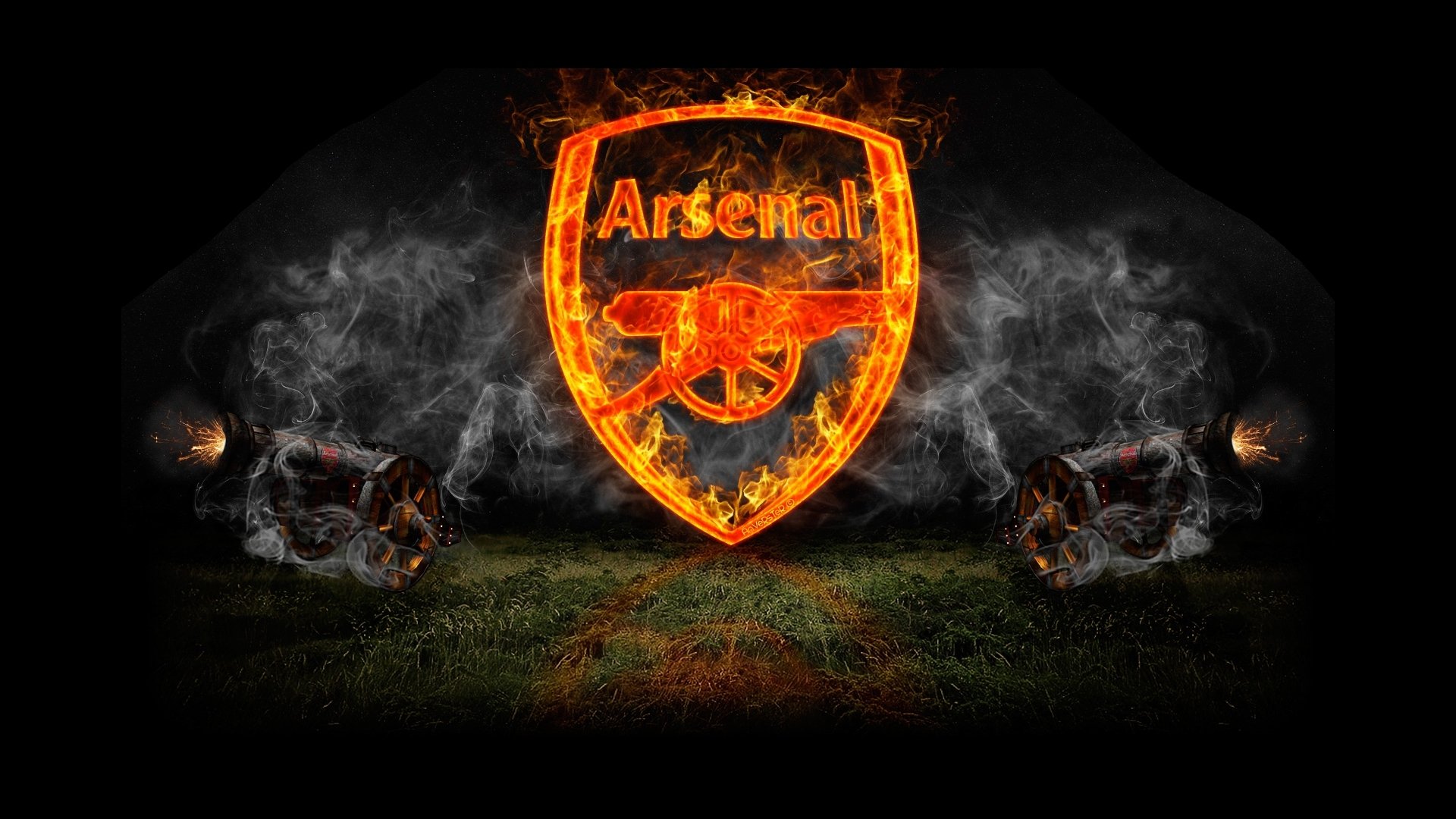 arsenal club de football les gunners l emblème le logo l art l art le feu armes à feu de la fumée