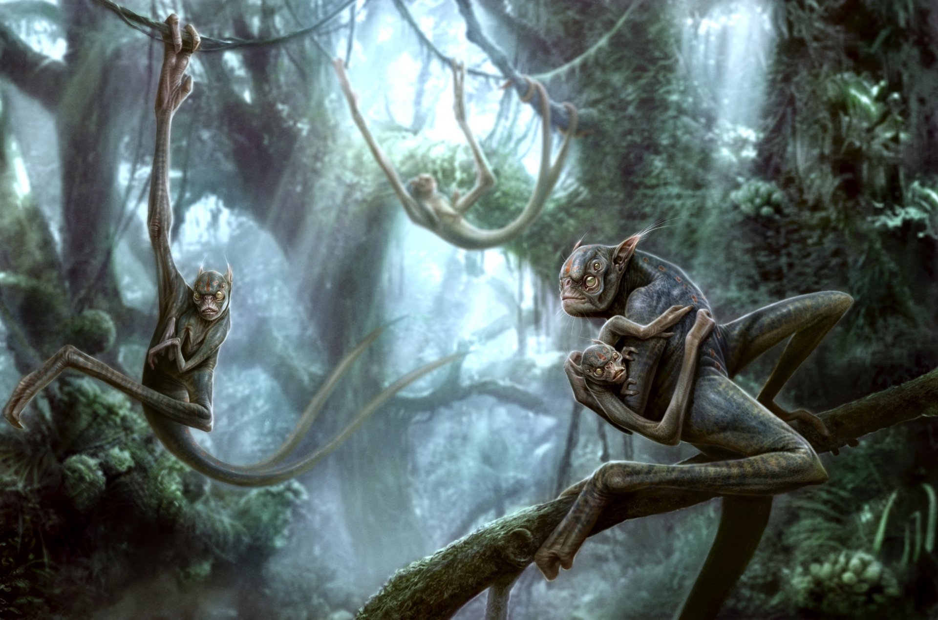 art kenbarthelmey science-fiction les créatures les arbres la forêt la jungle les lianes