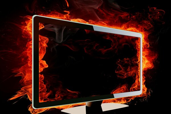 Monitor image with flames