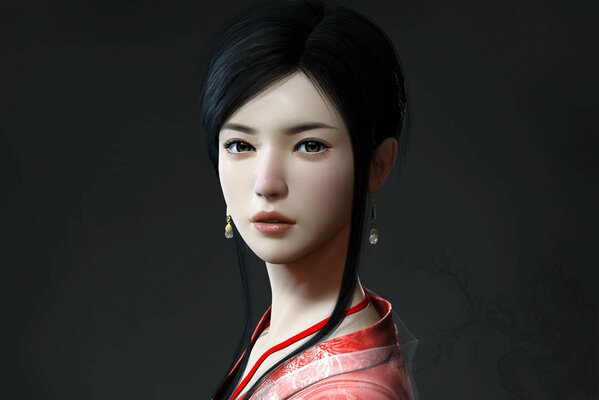 Realistic image of a girl. Beautiful girl in kimono