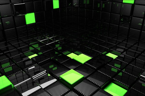 3D zielone i czarne kwadraty