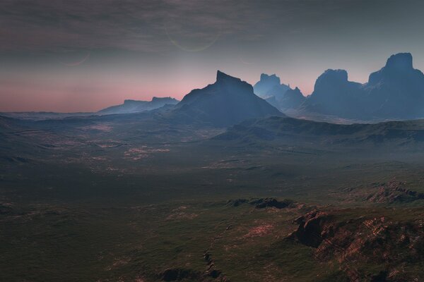 Landscape of the mountain at sunset