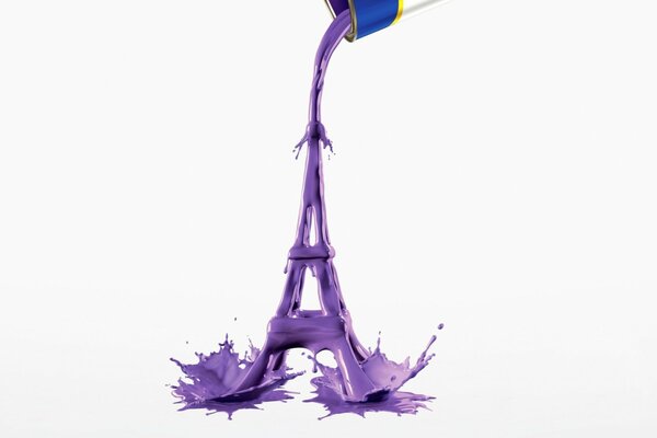 Kreatywny rysunek wieży Eiffla za pomocą farby w sprayu