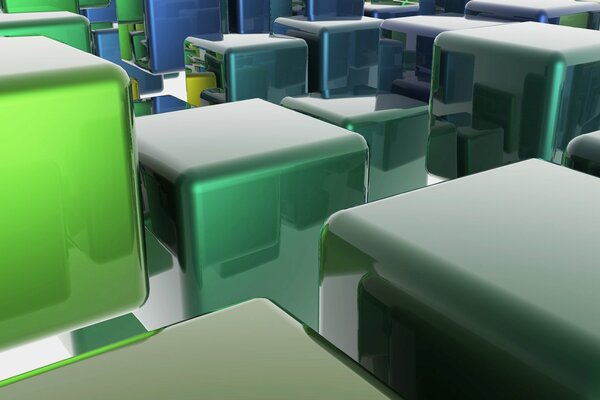 Green matte cubes with backlight