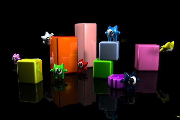 Colored cubes for playing with tsyklobiki