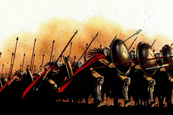 Armia Spartan idących do walki