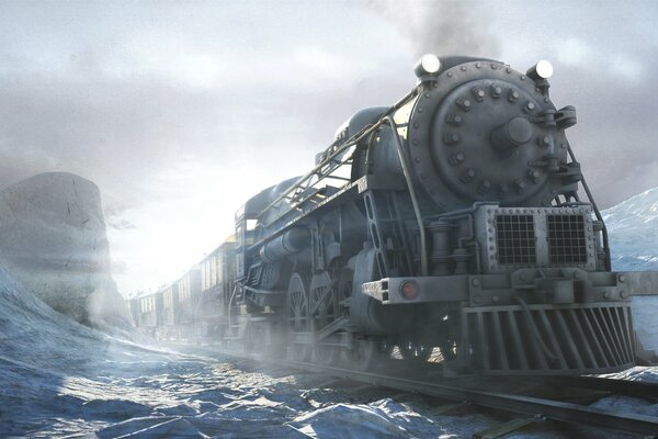Winter in Siberia moving train