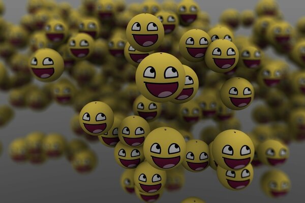 Un montón de divertidos emoticonos amarillos