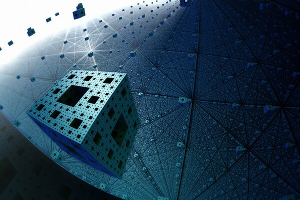 Cubo e piccole forme nello spazio