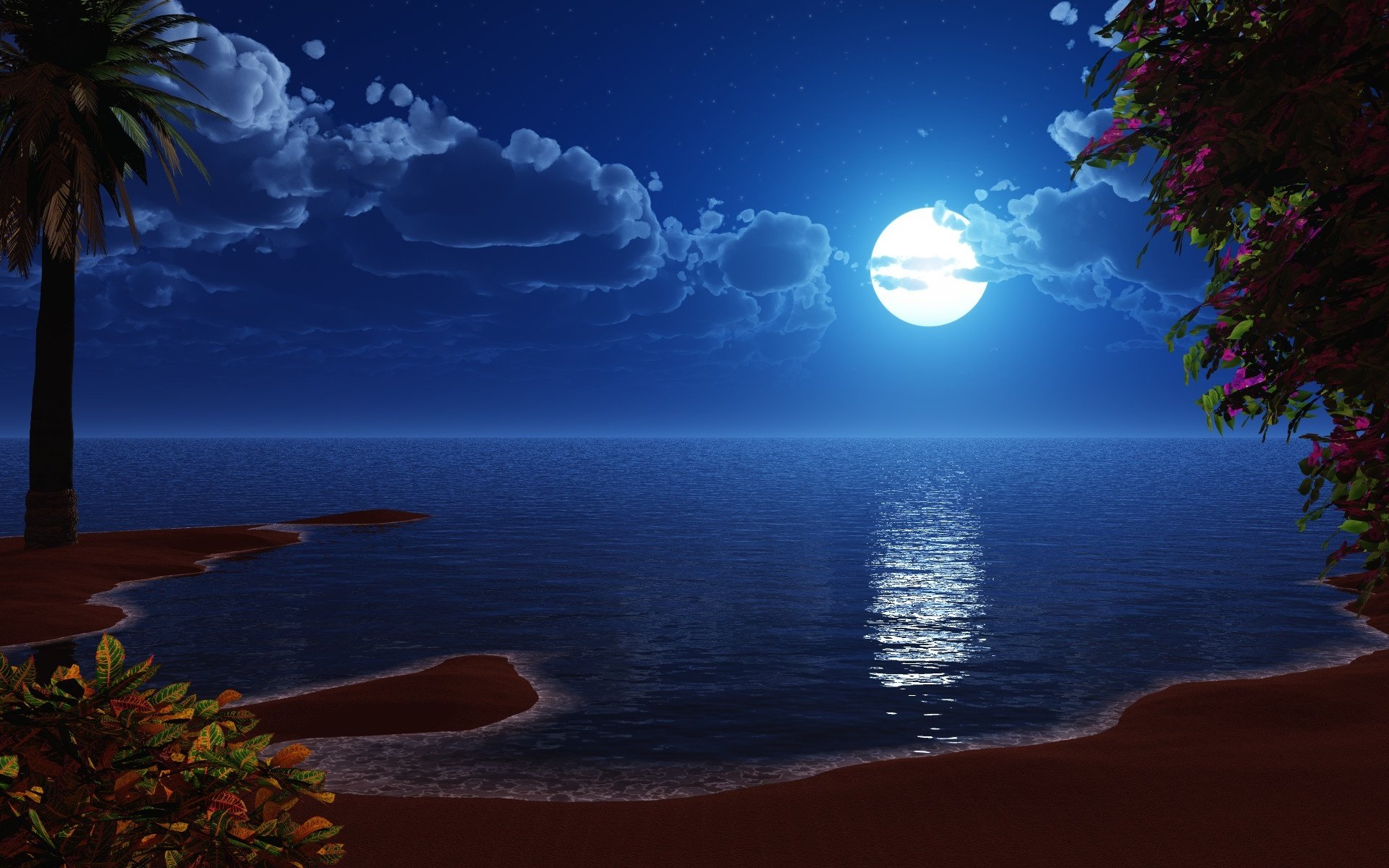 moon beach sea cartoon