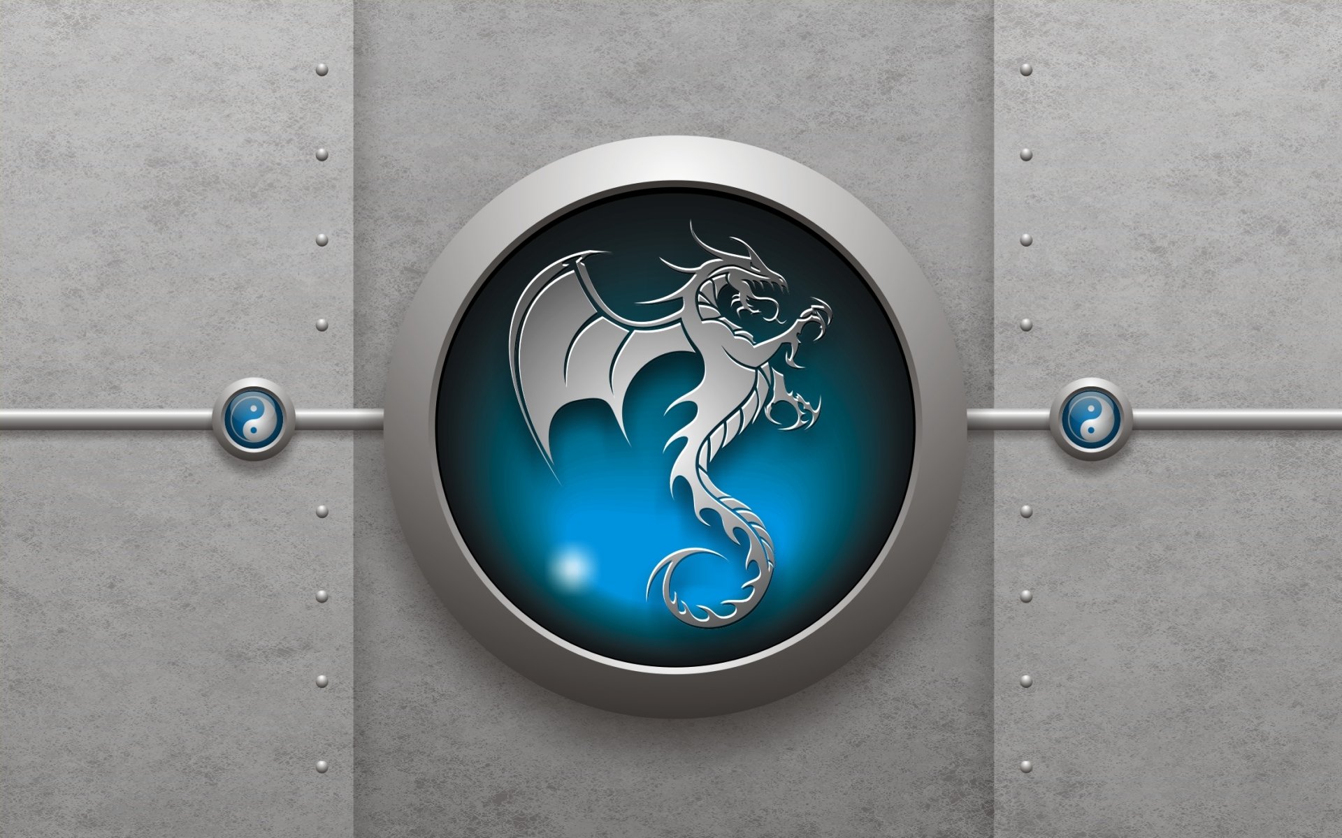 3d signo yin yang dragón